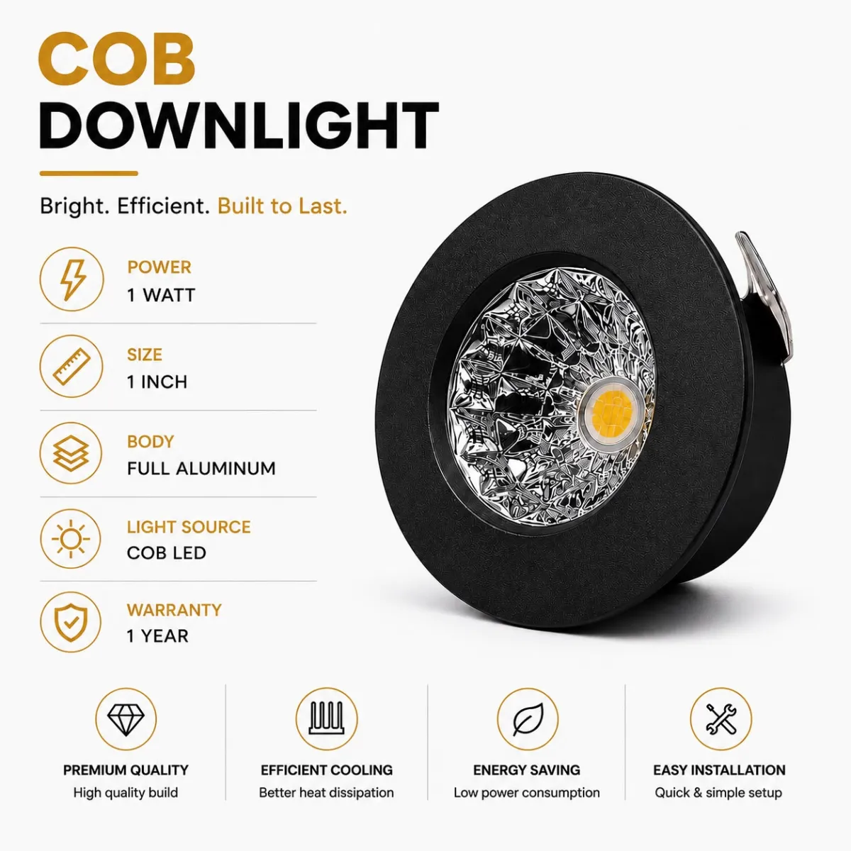 D-110 1 inch 1W Full Aluminum Black Body