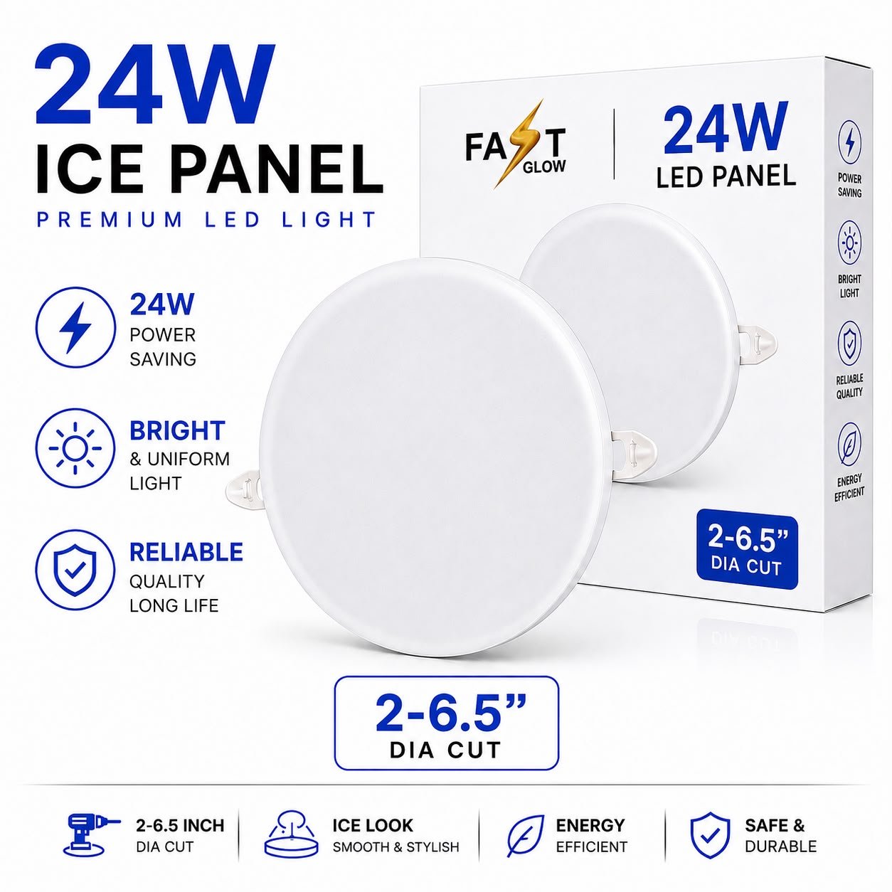 24W ICE Panel LED Light – Premium Slim Ceiling Panel (2-6.5 Inch Cut)
