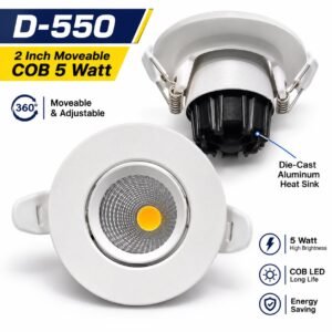 D-550 is a compact 2-inch moveable COB LED downlight