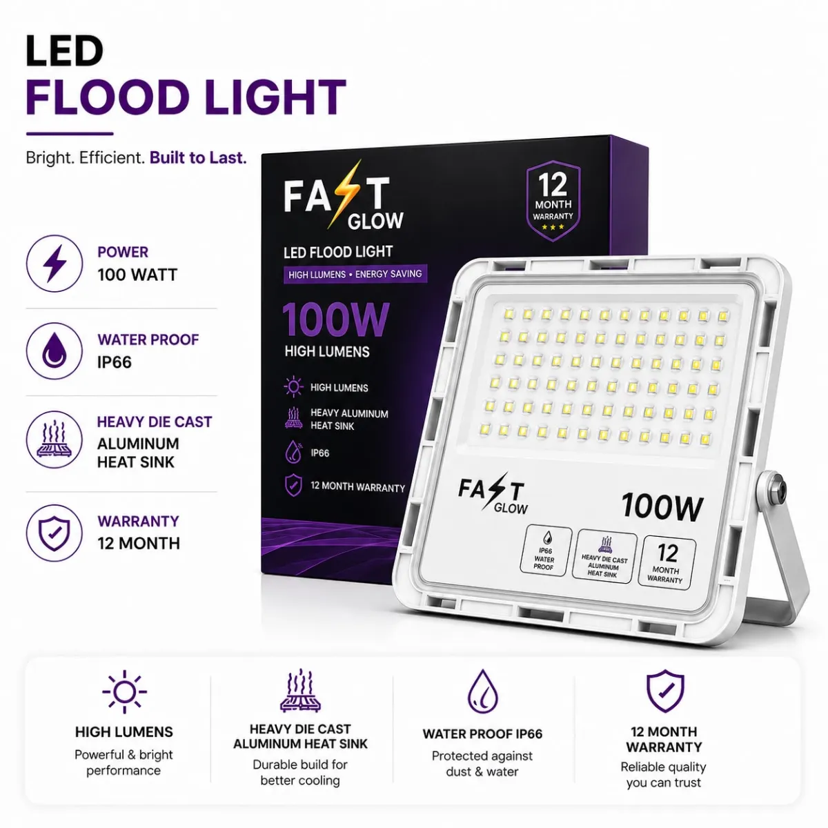 FastGlow LED Flood Light – 100W